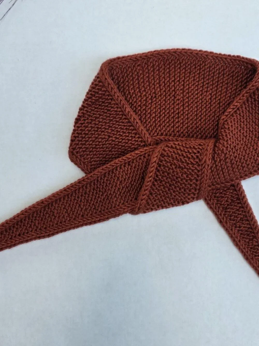 Sophie Scarf Classic Design Small Double Wrap Handmade Knitted Acrylic Rust
